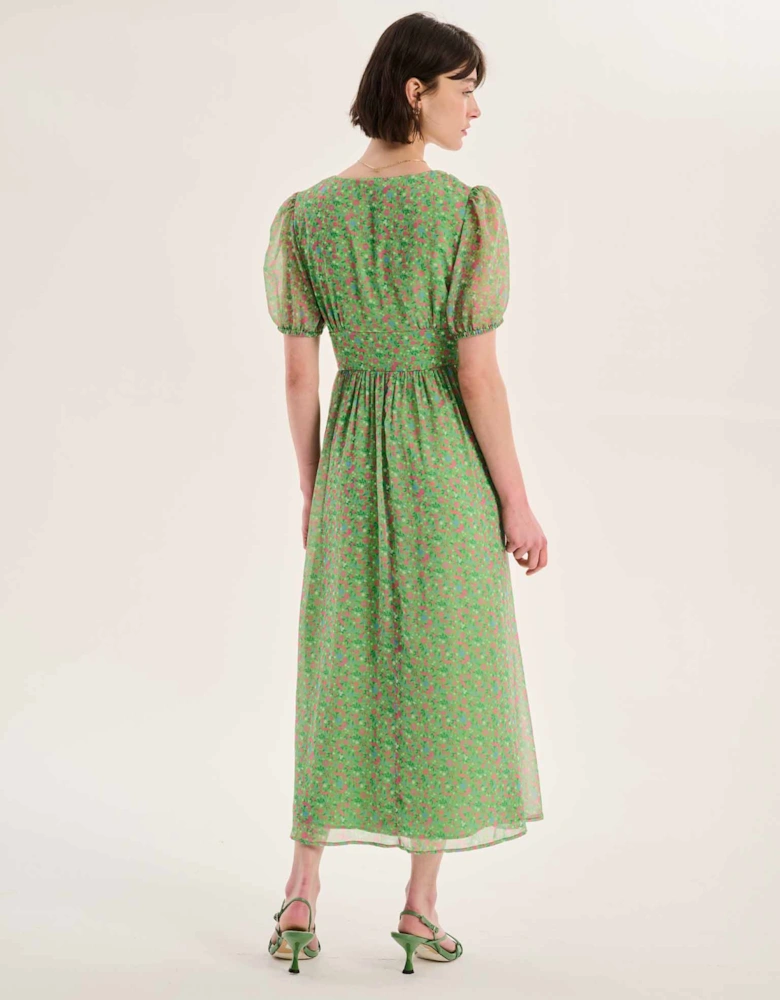 Raphaela Dress in Green Floral Print
