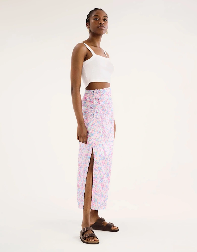 Madelyn Midi Skirt in Sketch Floral Print