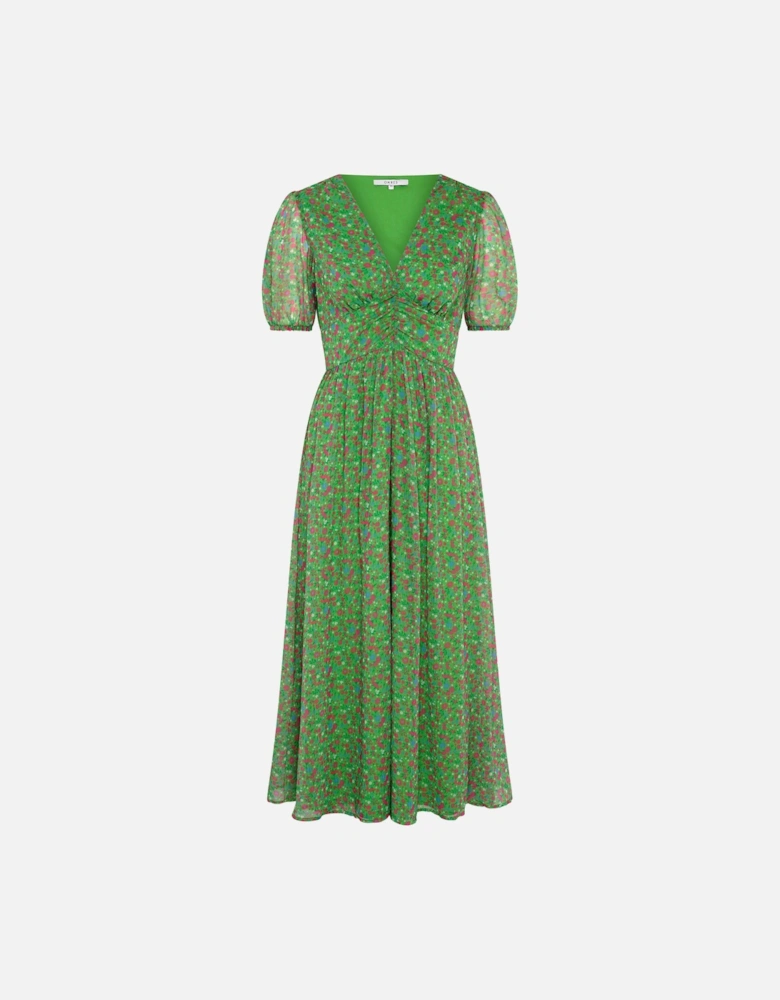 Raphaela Dress in Green Floral Print