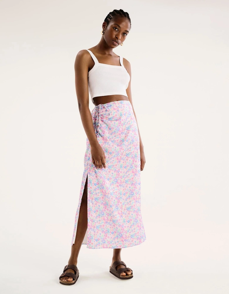 Madelyn Midi Skirt in Sketch Floral Print