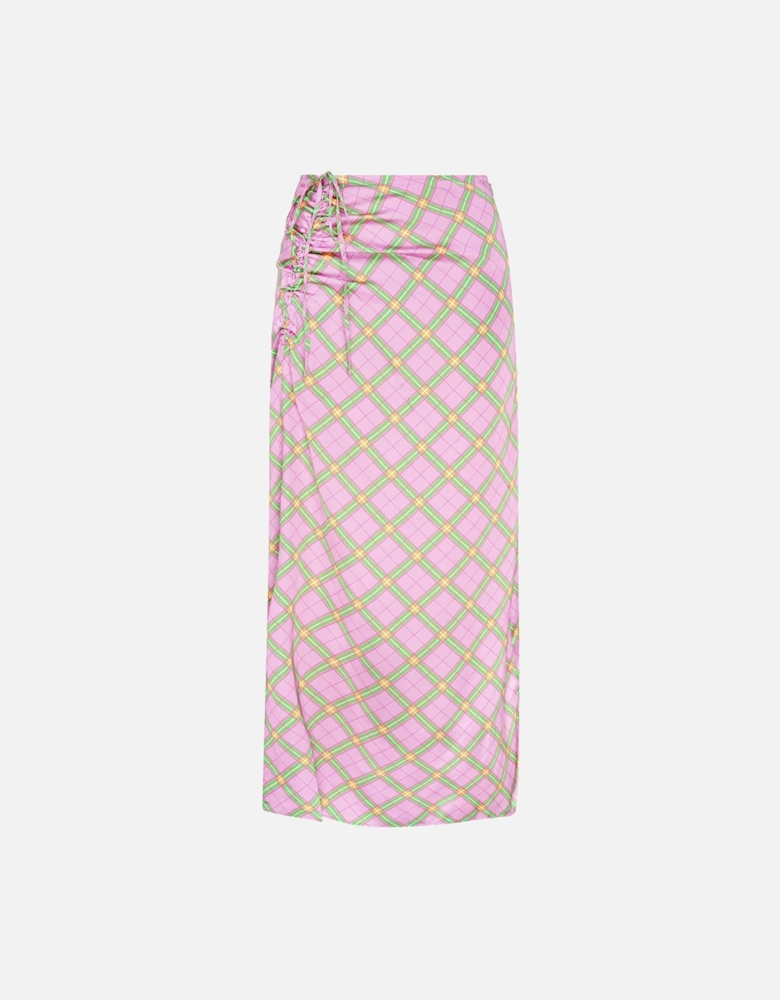 Madelyn Midi Skirt in Pink Check Print