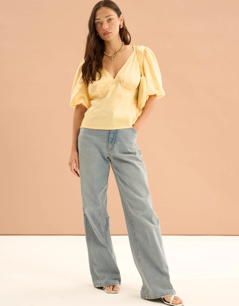 Cressida Puff Sleeve Top in Yellow