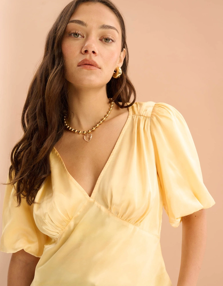 Cressida Puff Sleeve Top in Yellow
