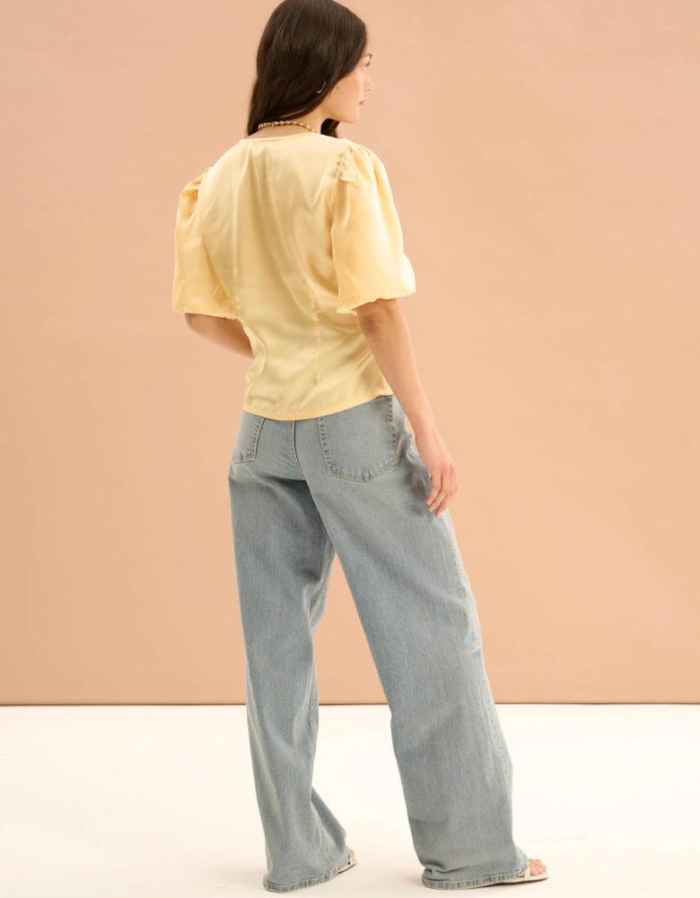 Cressida Puff Sleeve Top in Yellow