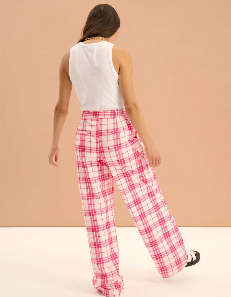 Candy Straight Leg Trouser in Pink Check