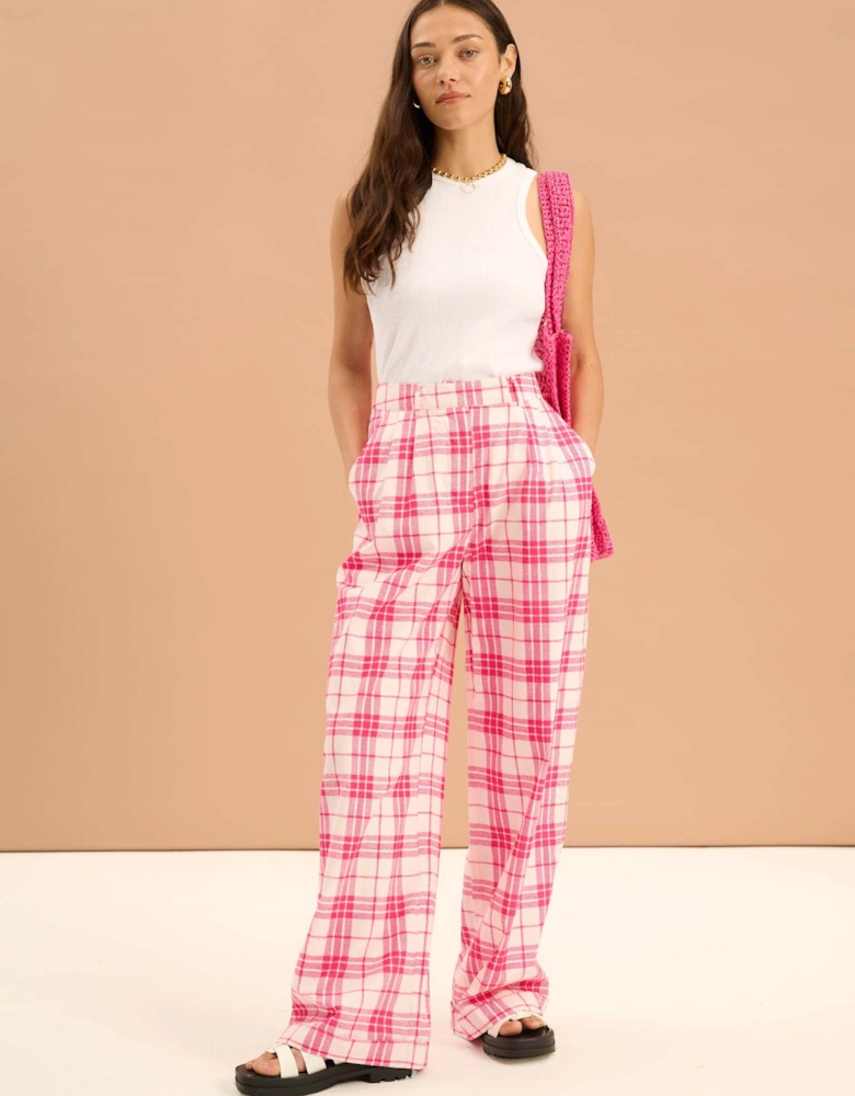 Candy Straight Leg Trouser in Pink Check