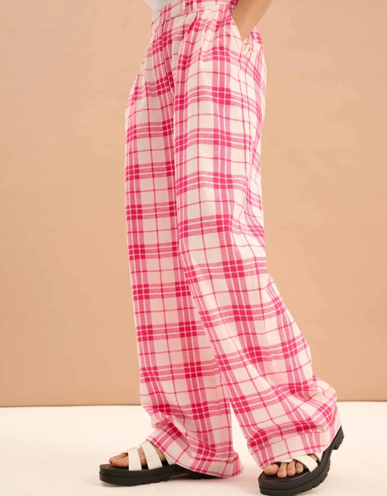 Candy Straight Leg Trouser in Pink Check