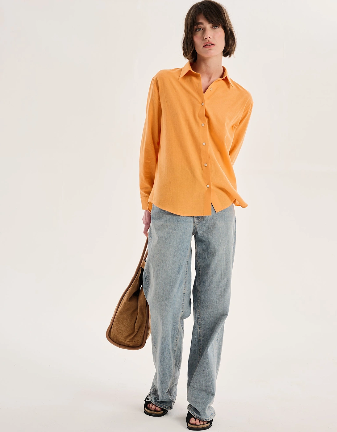 Evie Linen Oversized Shirt in Orange, 5 of 4