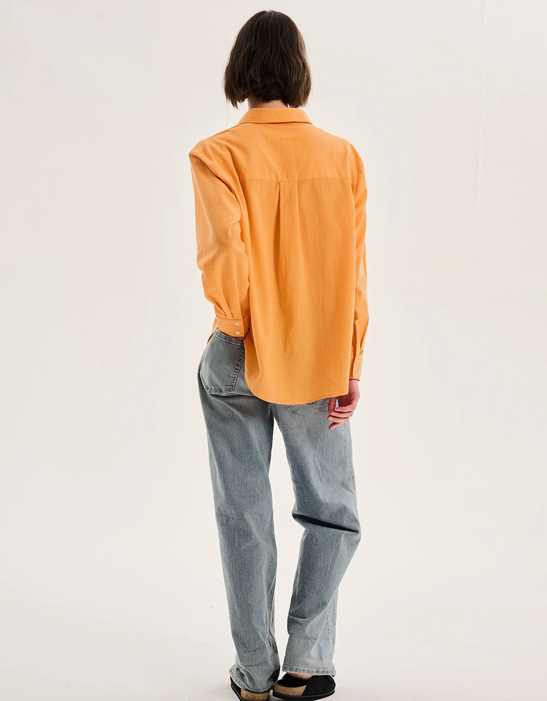 Evie Linen Oversized Shirt in Orange