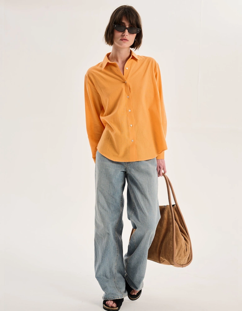 Evie Linen Oversized Shirt in Orange
