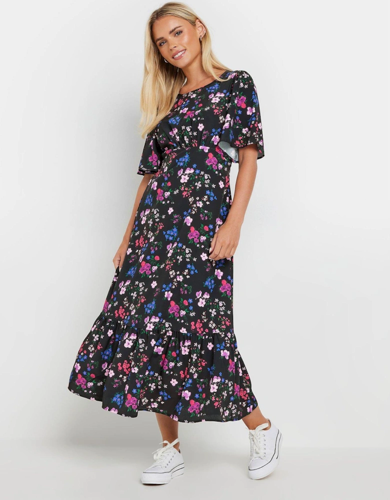 Petite Floral Flutter Sleeve Dress