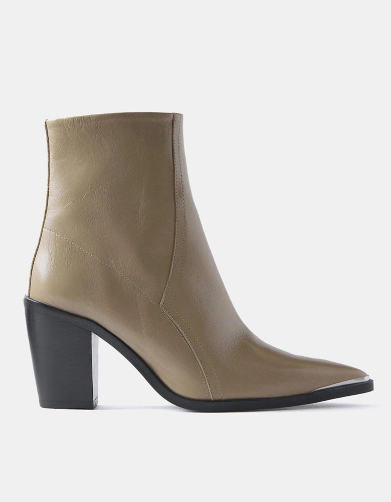 Neutral Leather Ankle Boot - Natural