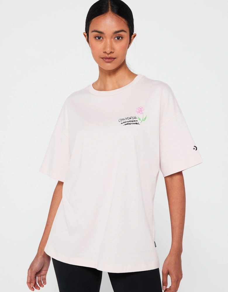 Womens Summer Flowers Tee - Light Pink