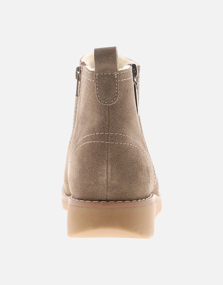 Womens Boots Ankle Libby Suede Leather Zip taupe UK Size