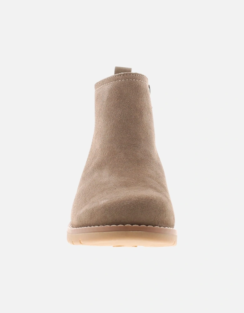 Womens Boots Ankle Libby Suede Leather Zip taupe UK Size