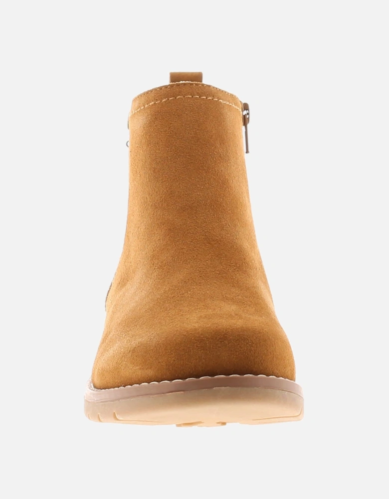 Womens Boots Ankle Libby Suede Leather Zip tan UK Size