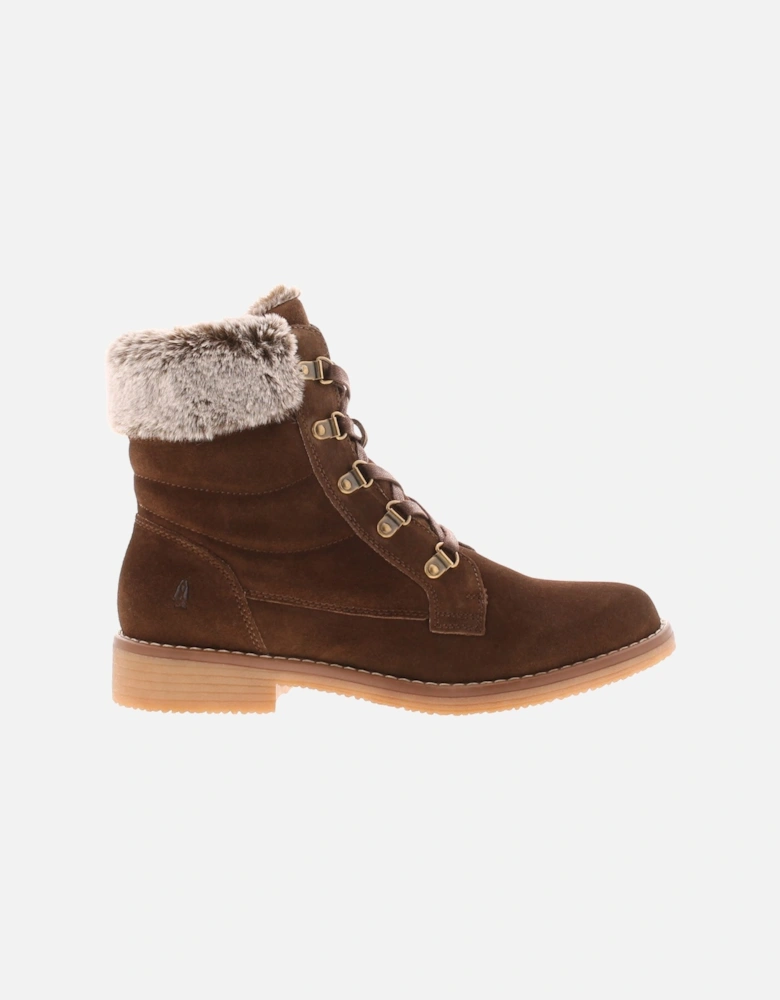 Womens Ankle Boots Florence Suede Leather Zip and Lace brown UK Siz