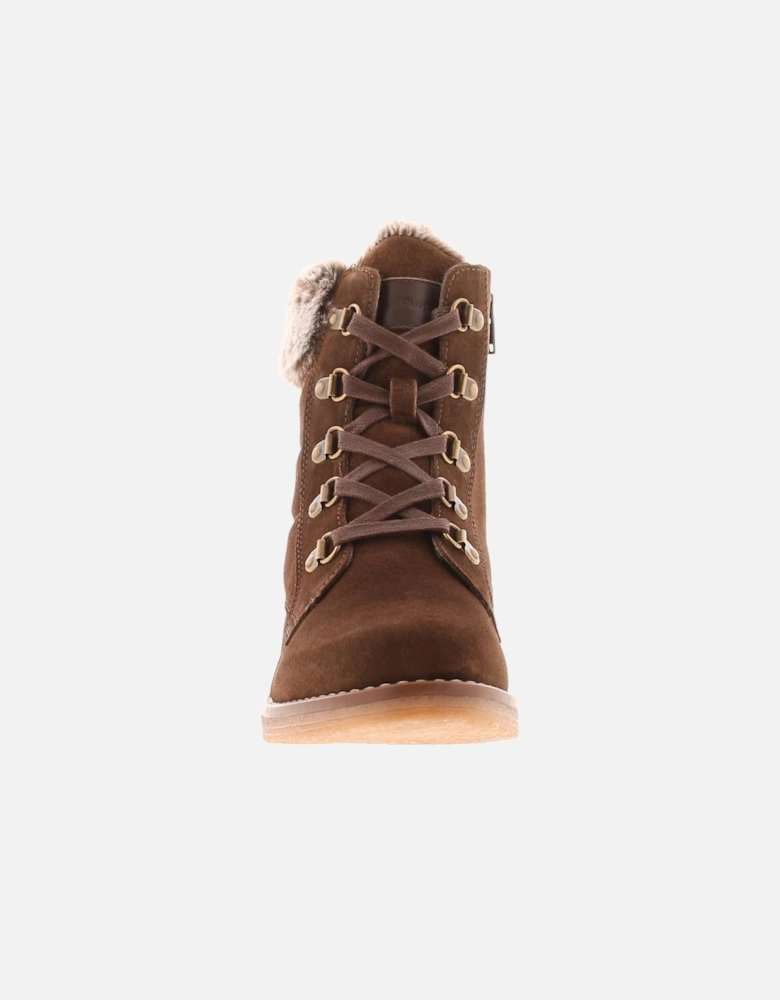 Womens Ankle Boots Florence Suede Leather Zip and Lace brown UK Siz