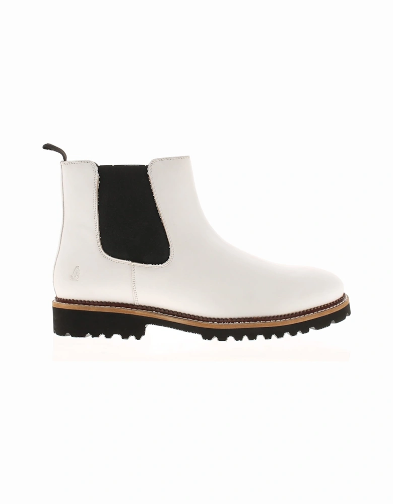 Womens Boots Chelsea Gwyneth Leather Memory Foam Slip On white UK S