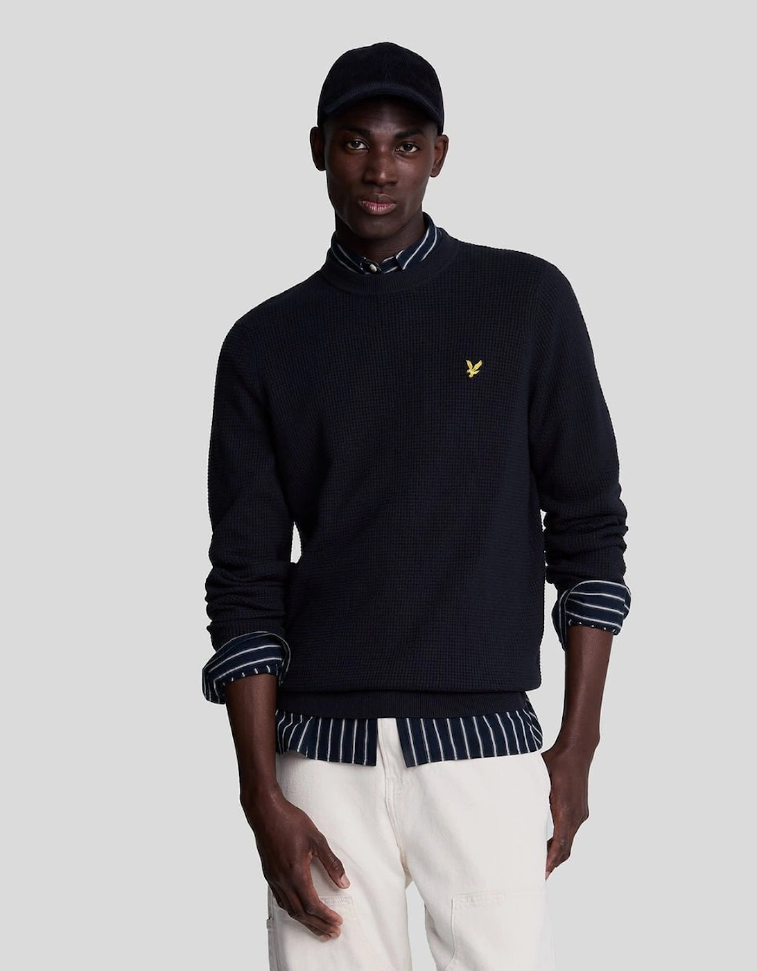 Lyle & Scott Grid Knit Mens Crew Neck Jumper, 5 of 4