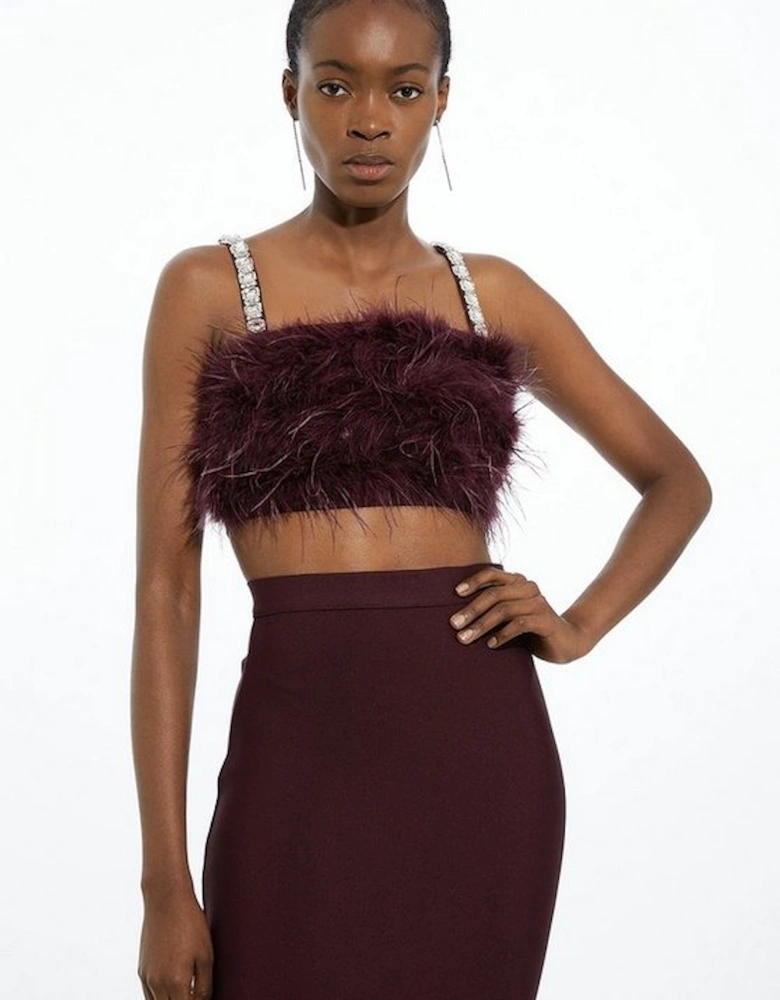 Figure Form Bandage Feather Detail Knit Top