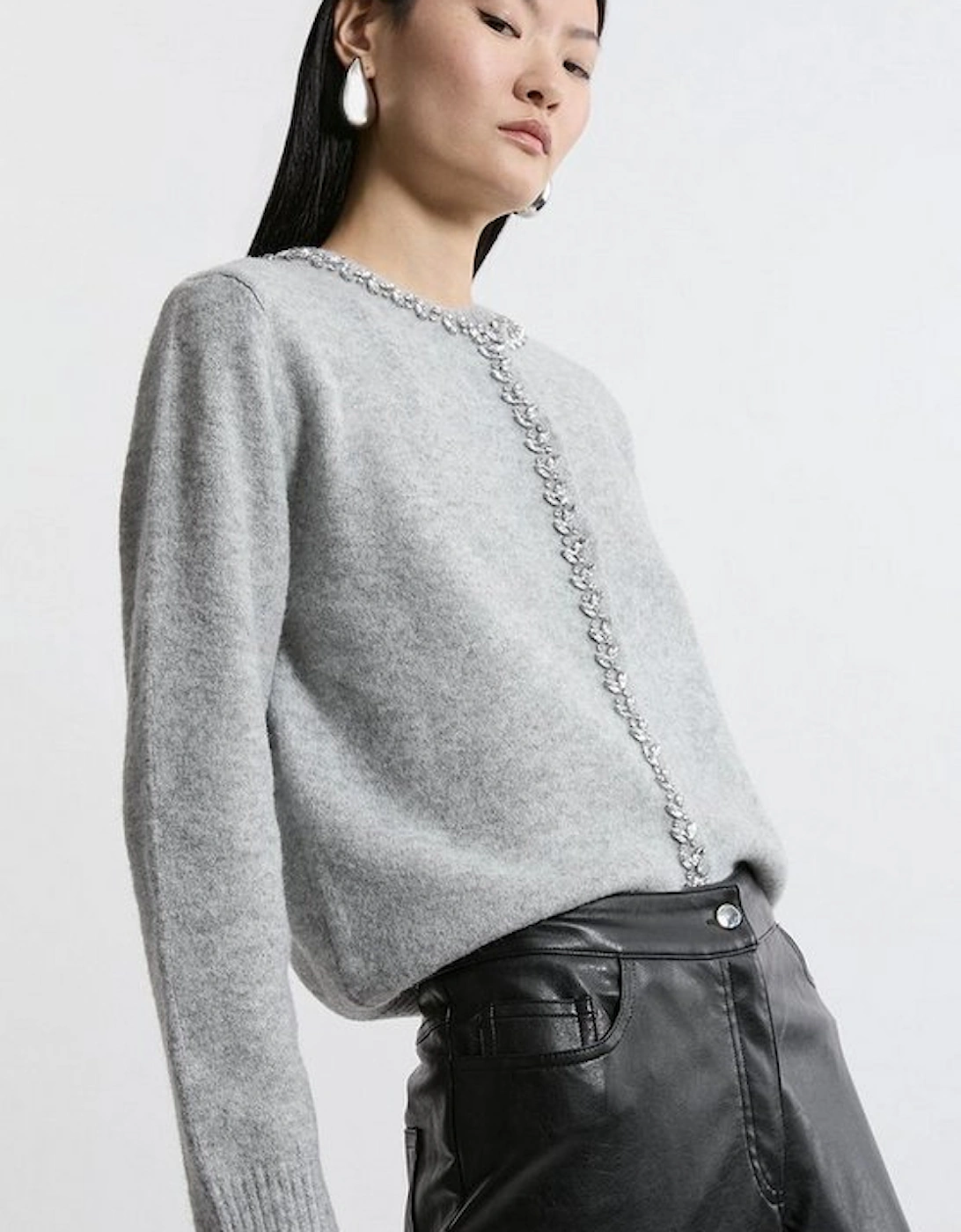 Embellished Trim Cosy Knit Cardigan, 2 of 1