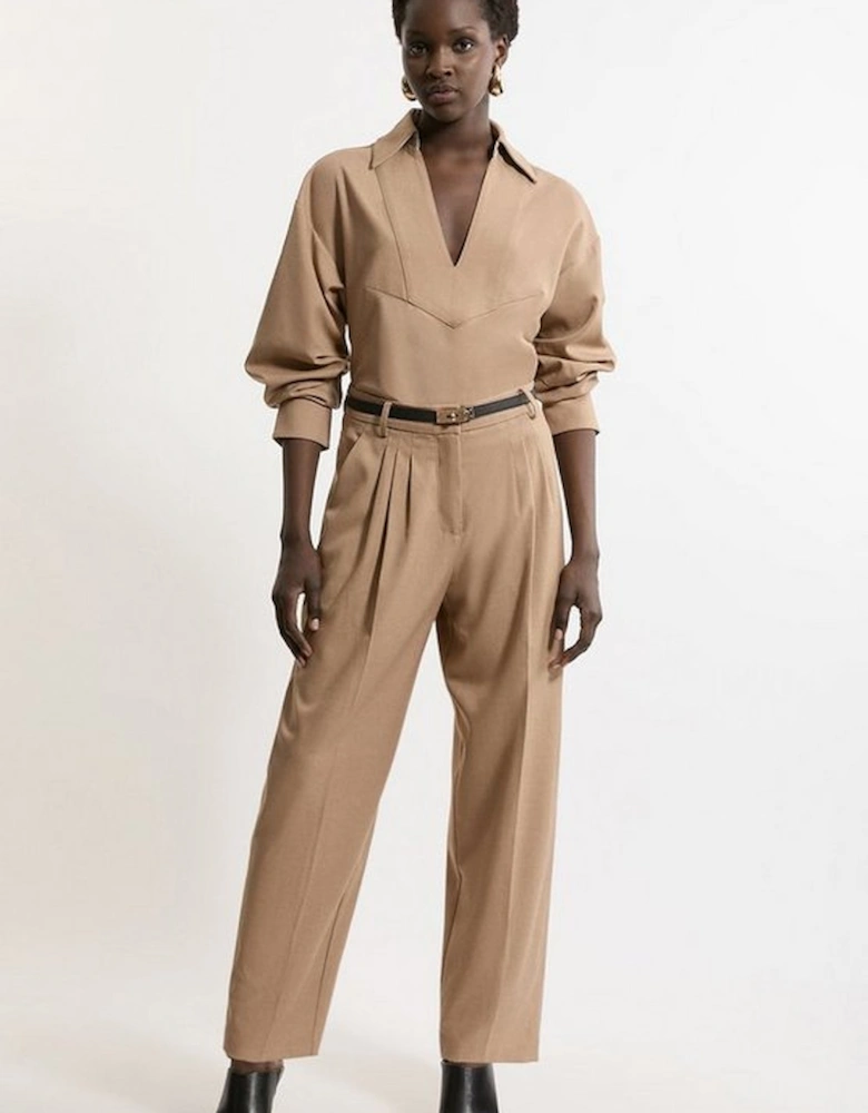 Tailored Cropped Straight Leg Darted Trousers