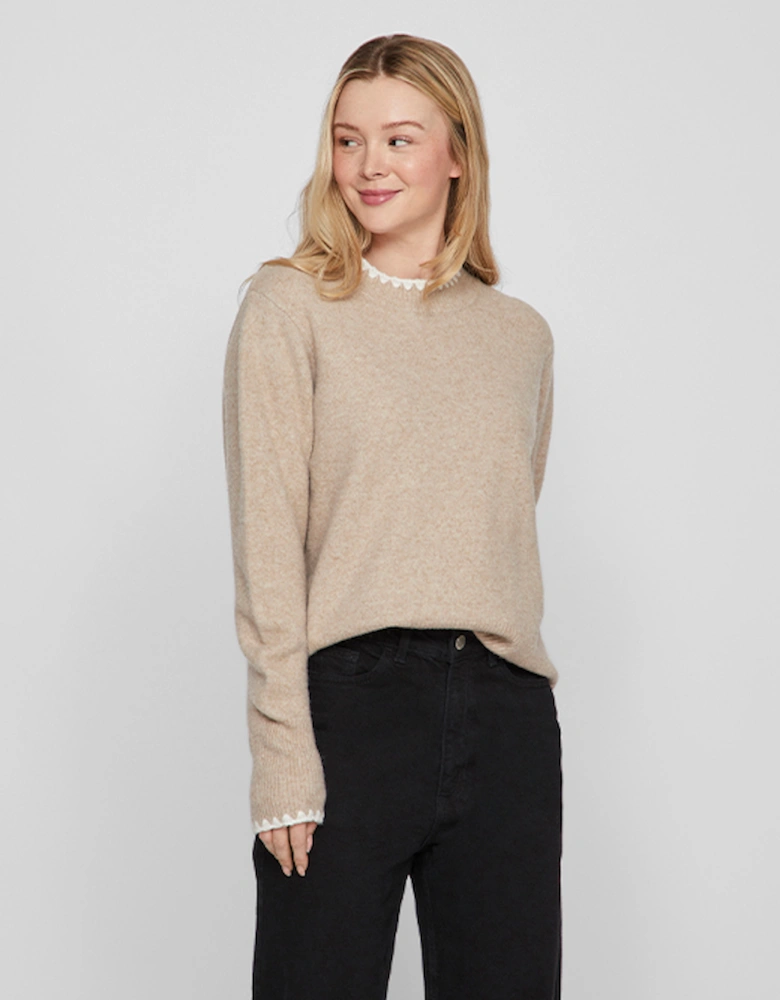 Women's Vihefna Stitch Detail Knitted Pullover Natural