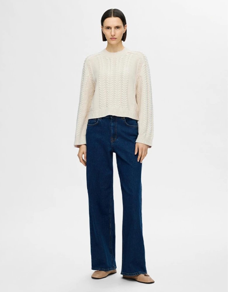 Femme Birte Cable Cropped Knitted Pullover Birch