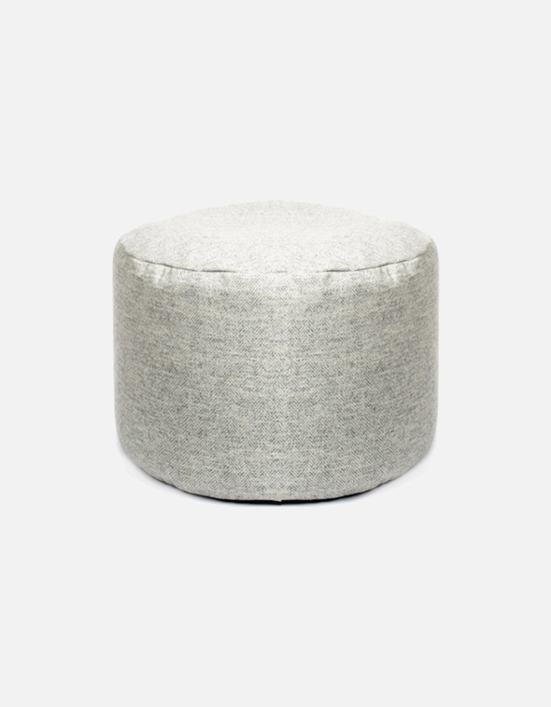 Tweed Pouf Herringbone Silver Grey