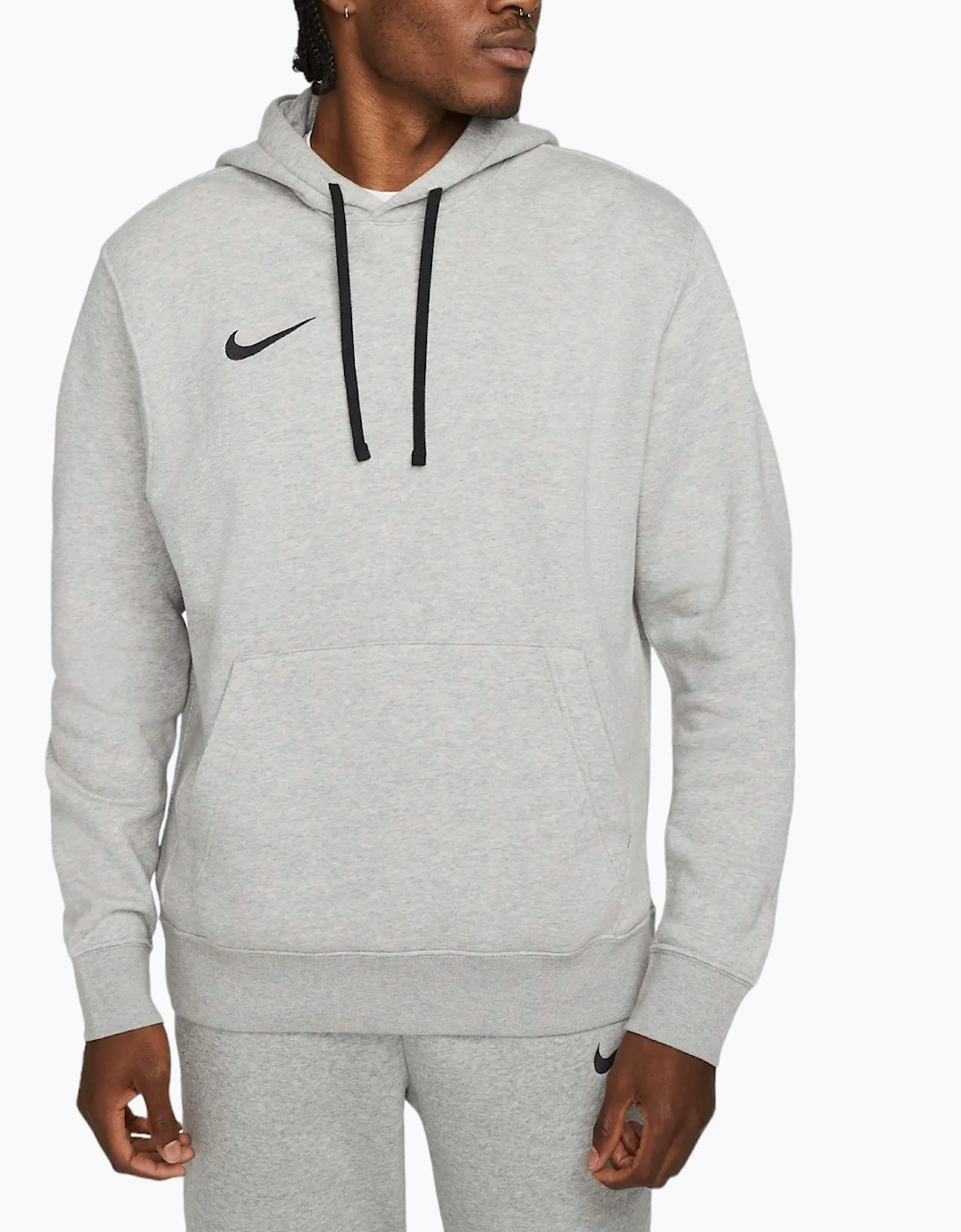 Nike Men's Grey Cw6894 Fleece Hoodie Long Sleeve Swoosh Park 20 Pullover Soccer Hoody - Size: M