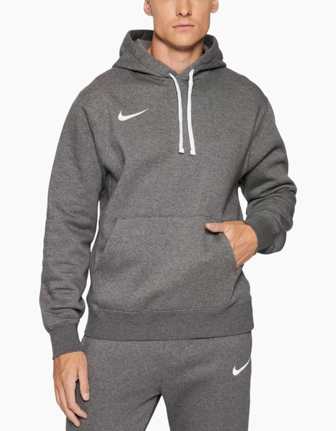 Nike Men's Grey Cw6894 Fleece Hoodie Long Sleeve Swoosh Park 20 Pullover Soccer Hoody - Size: S