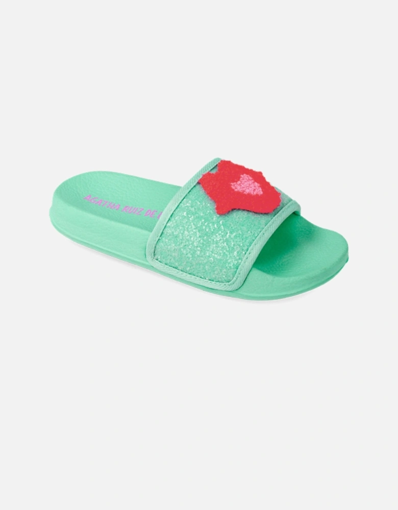 Turquoise Kiss Glitter Sliders