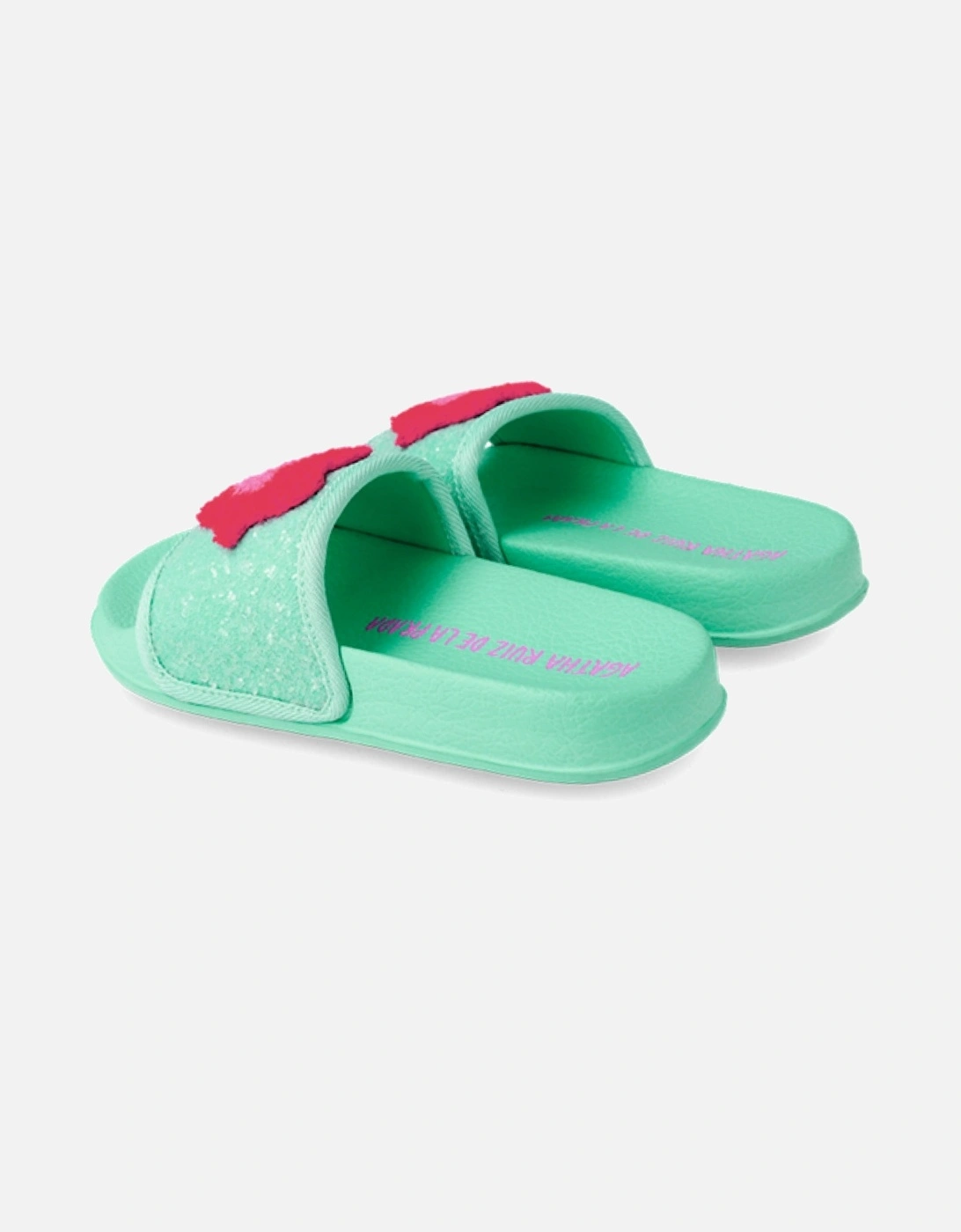 Turquoise Kiss Glitter Sliders