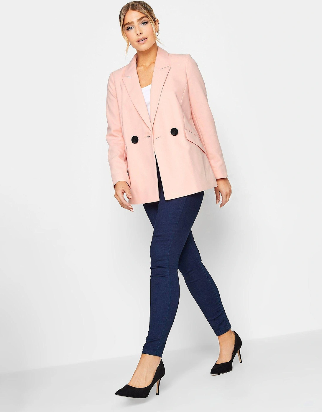 Button Detail Tailored Jacket - Pink