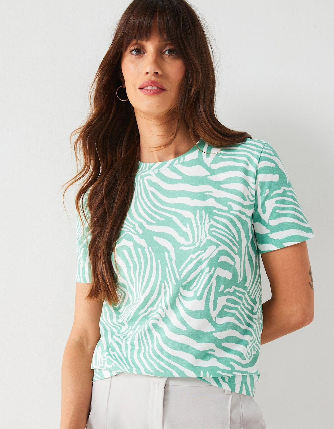 The Essential Printed Crew Neck T-shirt - Green/White