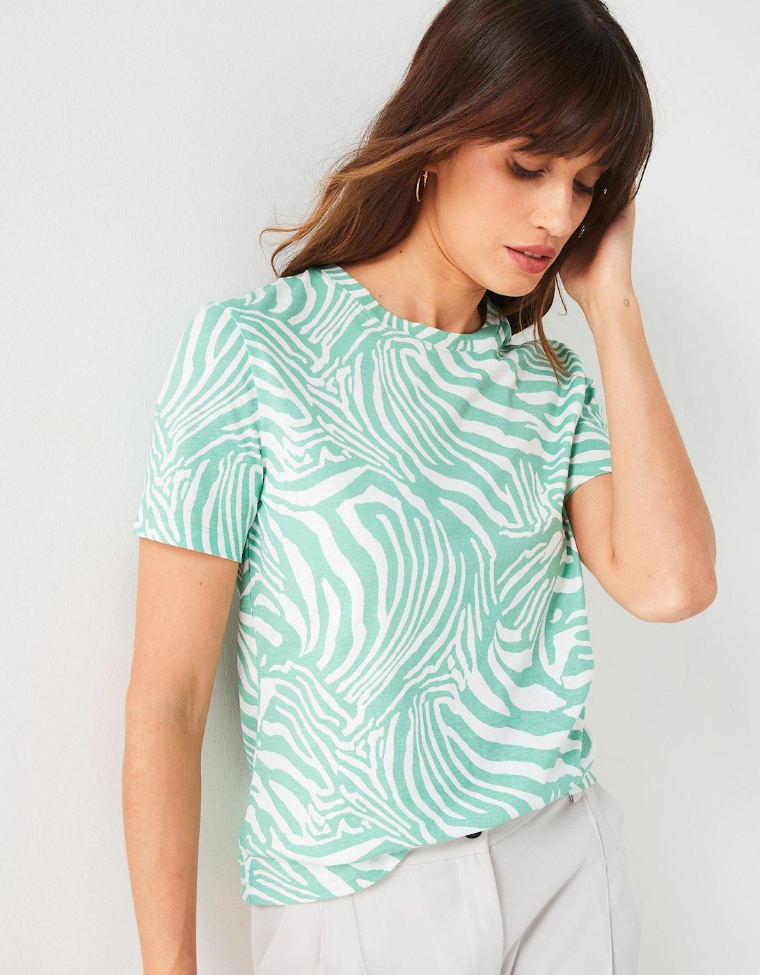 The Essential Printed Crew Neck T-shirt - Green/White