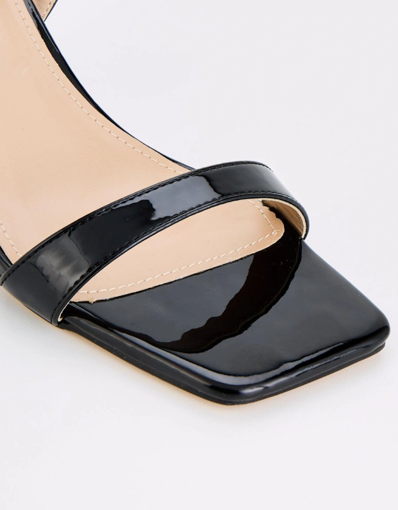 Rainey Square Toe Heeled Sandal - Black