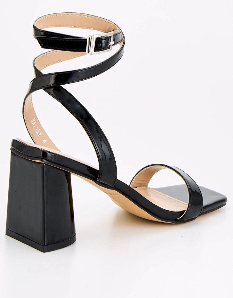 Rainey Square Toe Heeled Sandal - Black