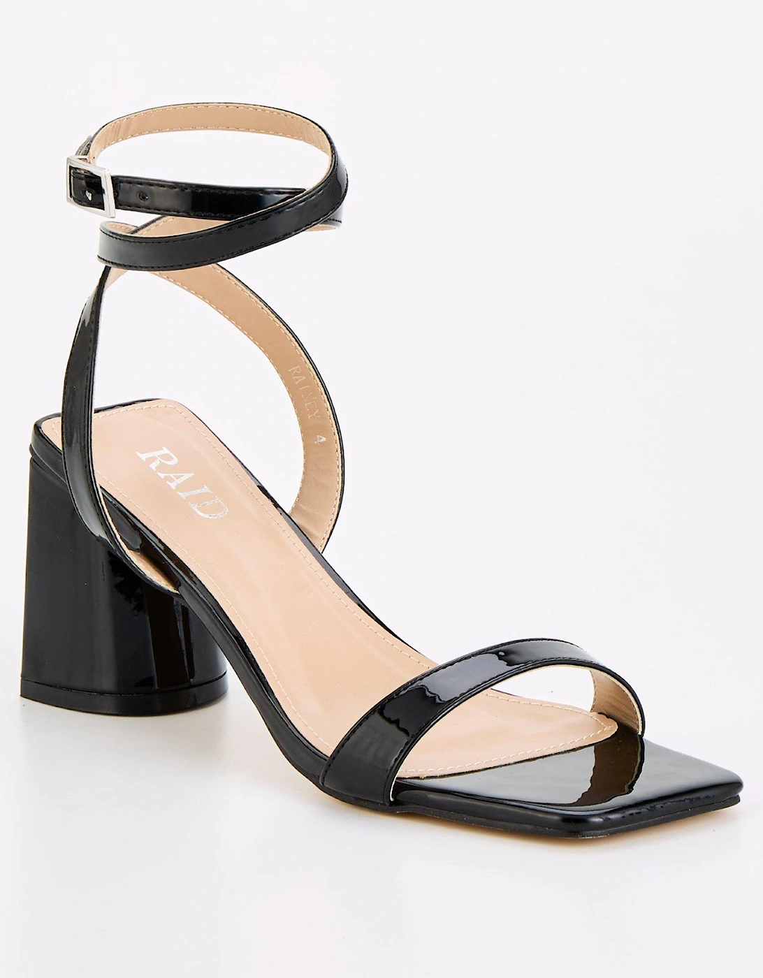 Rainey Square Toe Heeled Sandal - Black