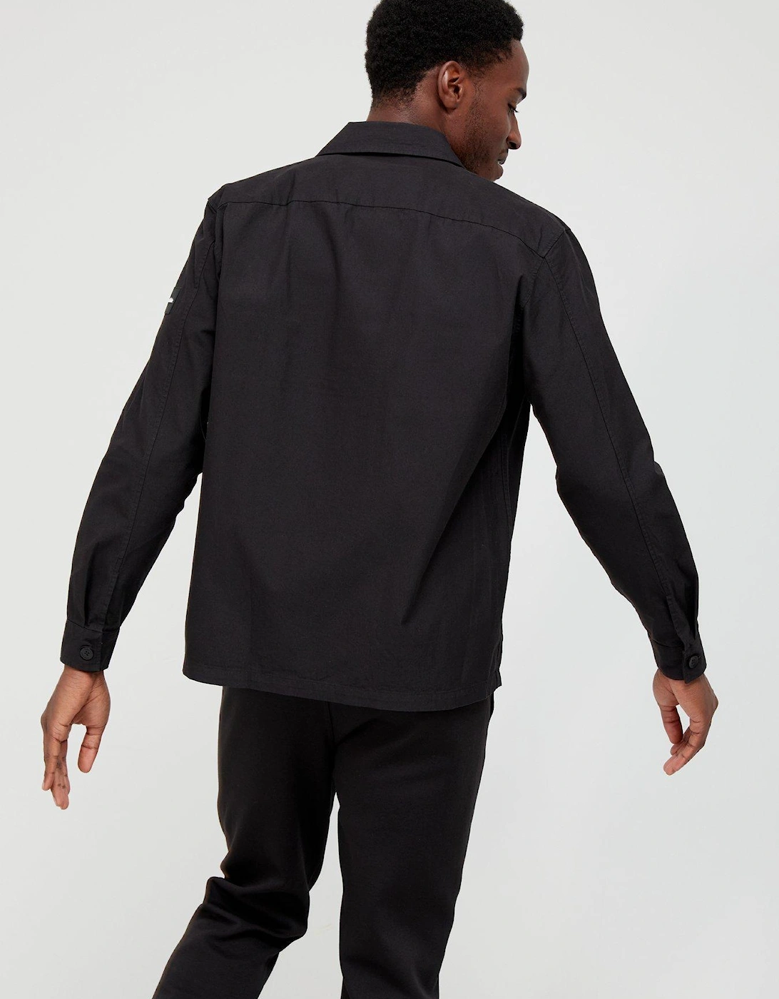 Cotton Nylon Overshirt - Black