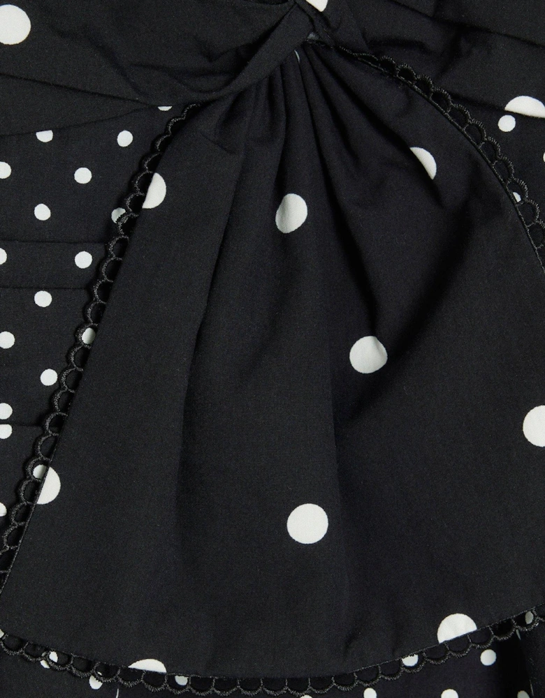 Poka Dot Bow Detail Cami - Black