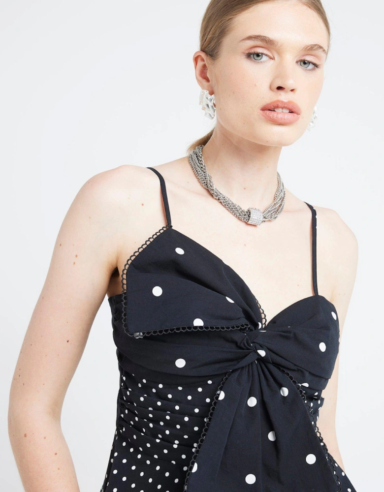 Poka Dot Bow Detail Cami - Black