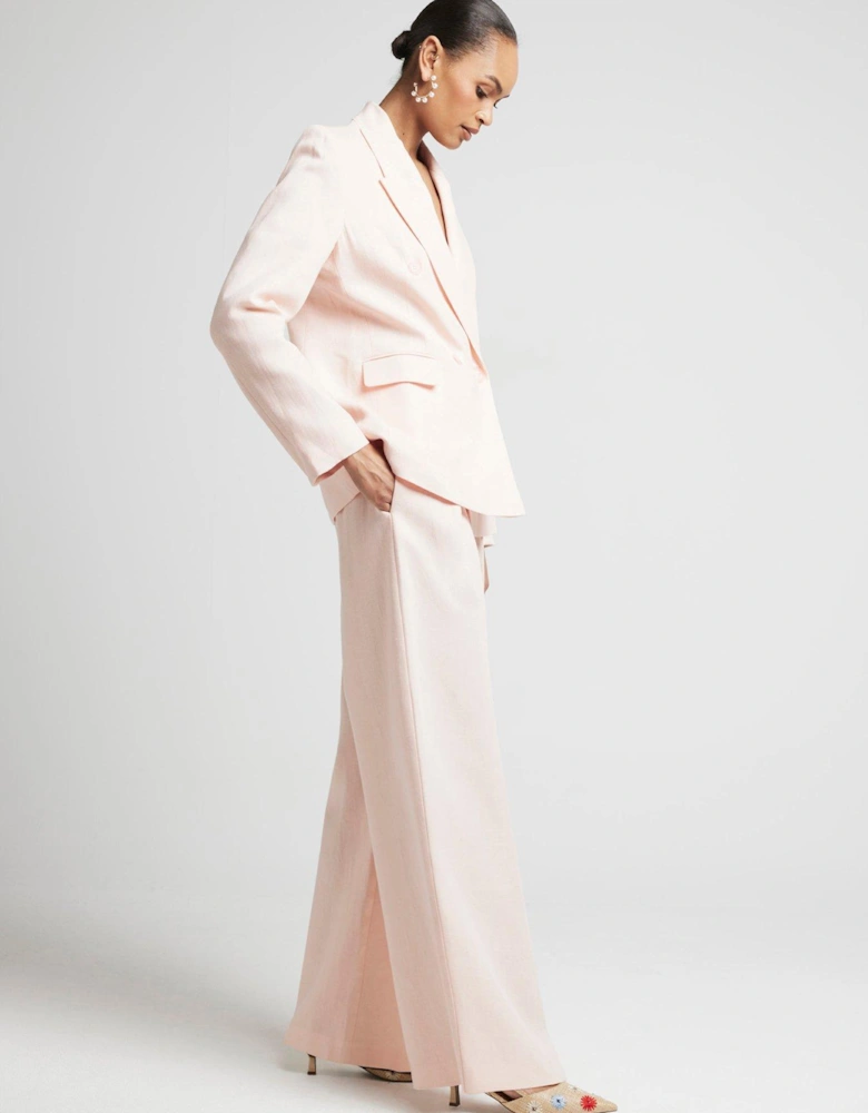 Wide Leg Pleated Trouser - Medium Pink