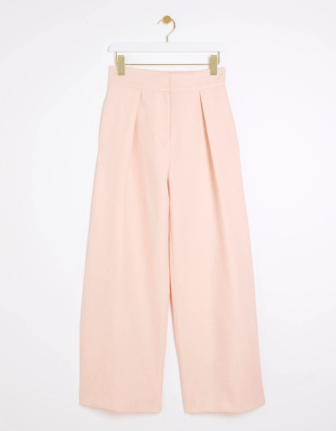 Wide Leg Pleated Trouser - Medium Pink