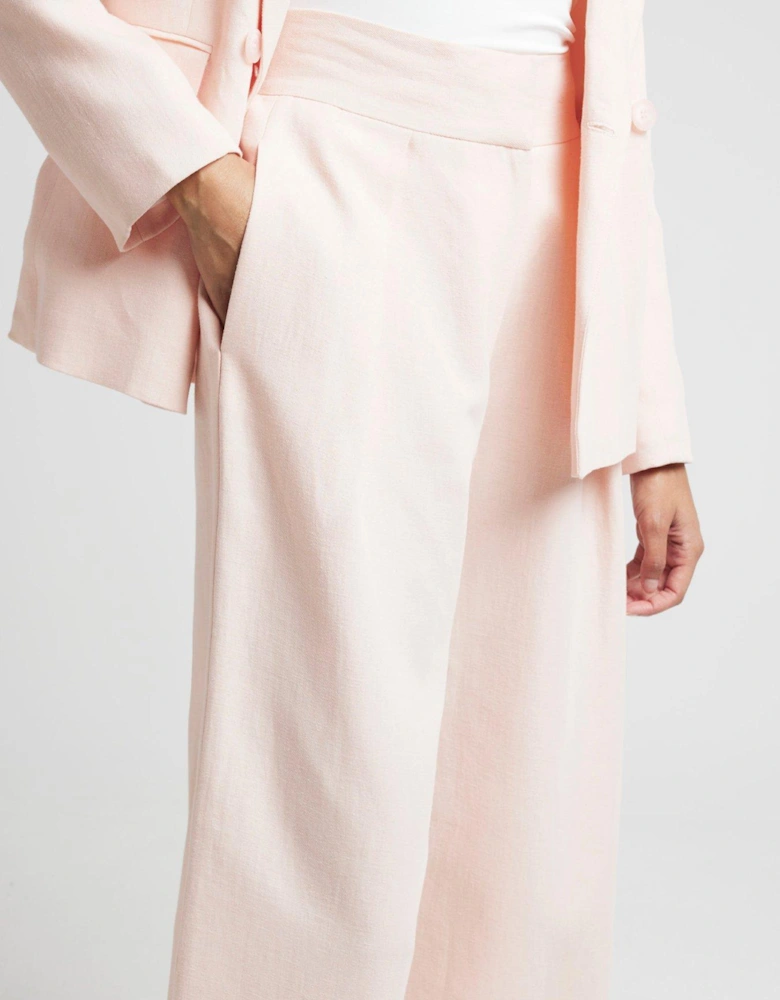 Wide Leg Pleated Trouser - Medium Pink