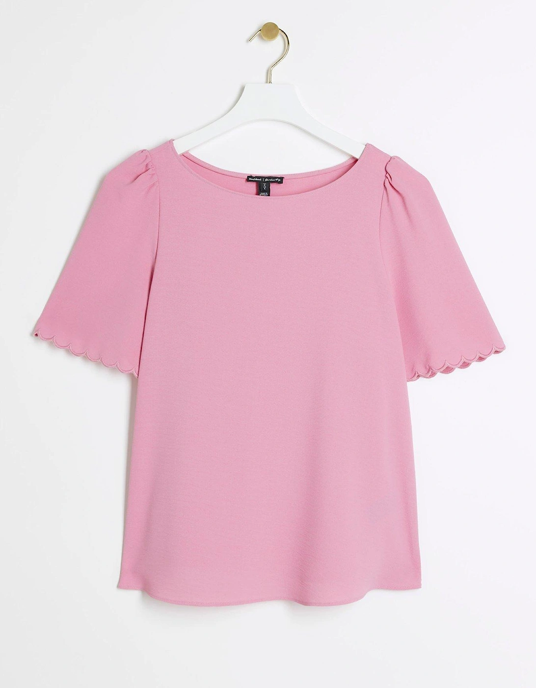 Scallop Sleeve Top - Medium Pink