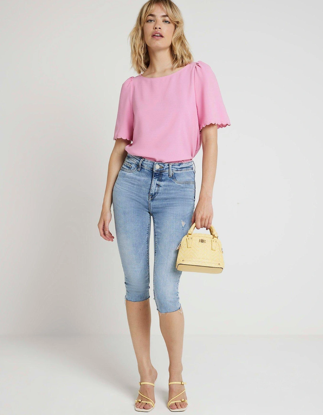 Scallop Sleeve Top - Medium Pink