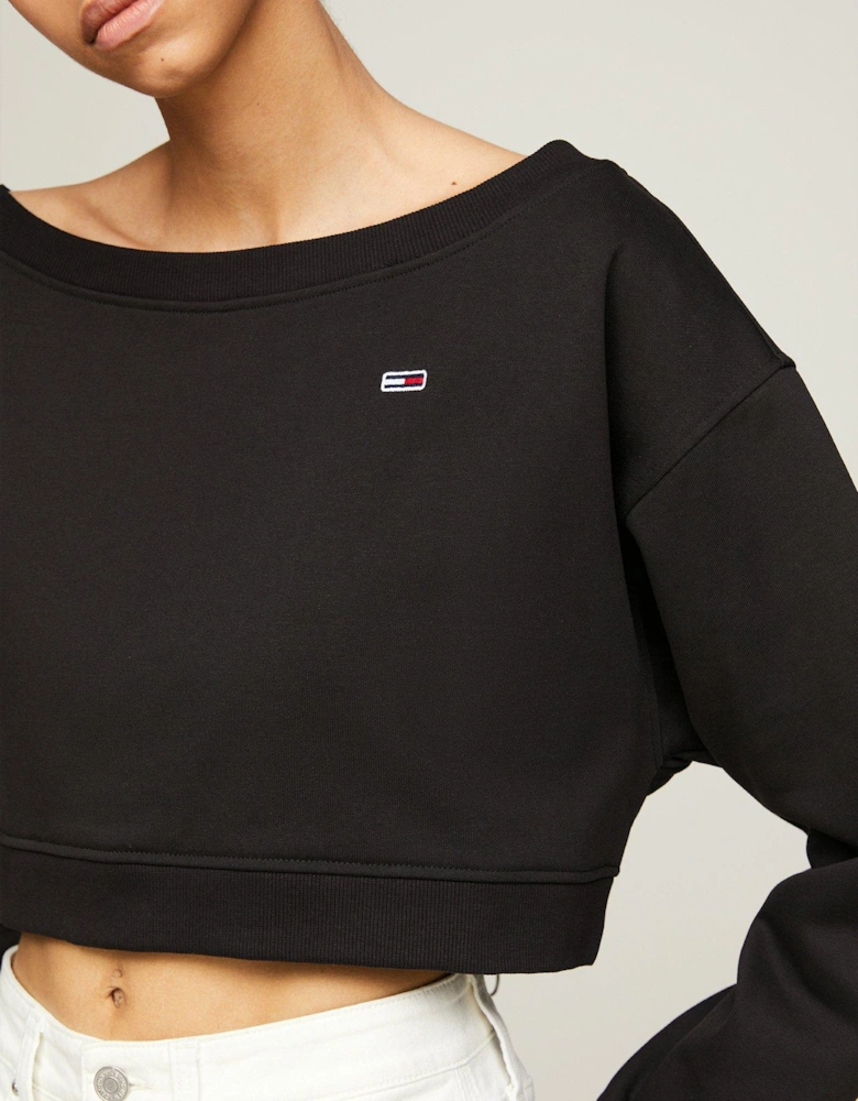 Off The Shoulder Sweatshirt - Black