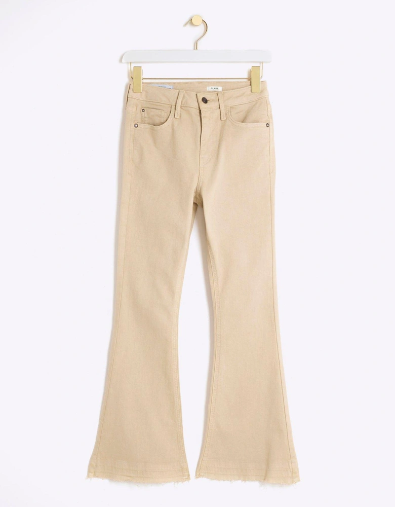 High Rise Sculpt Flare Jeans - Light Beige